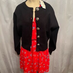 Jason Wu Black Cardigan with Silver Accents